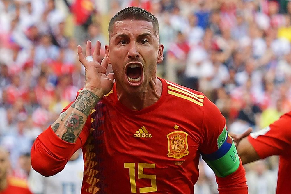 Sergio Ramos al marcar el gol de España.