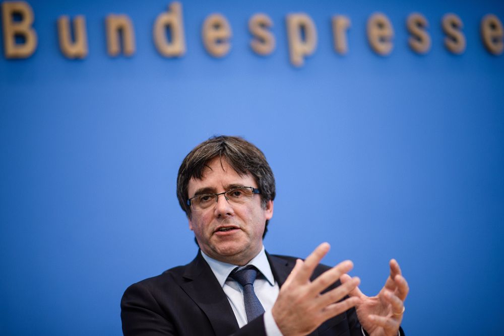 Carles Puigdemont dando una rueda de prensa en Berlín (Alemania) el pasado miércoles.