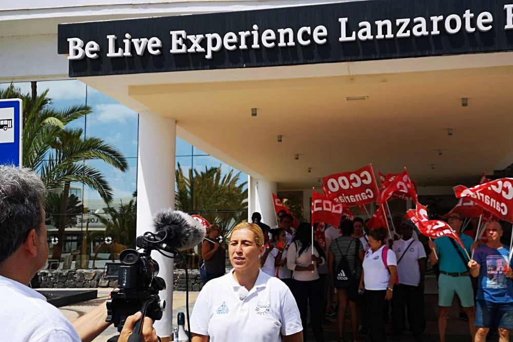 Protesta realizada por las camareras de piso el pasado día 19 en un hotel de Lanzarote.