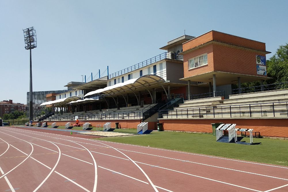 Pista de atletismo del polideportivo Juan de la Cierva, de Getafe, donde Hortelano intenta batir los récords nacionales de 100 y 200 metros.