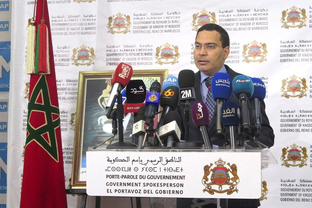 El portavoz del Ejecutivo de Rabat, Mustafa Jalfi, durante la rueda de prensa en la que afirmó que para Marruecos "la aceptación de la medida de readmisión (se hace) para intensificar la lucha contra las redes de emigración ilegal". 