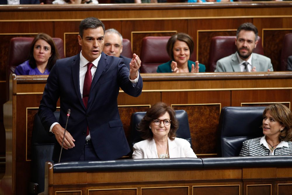 El presidente del Gobierno, Pedro Sánchez, durante la sesión de control al Gobierno en el Congreso.