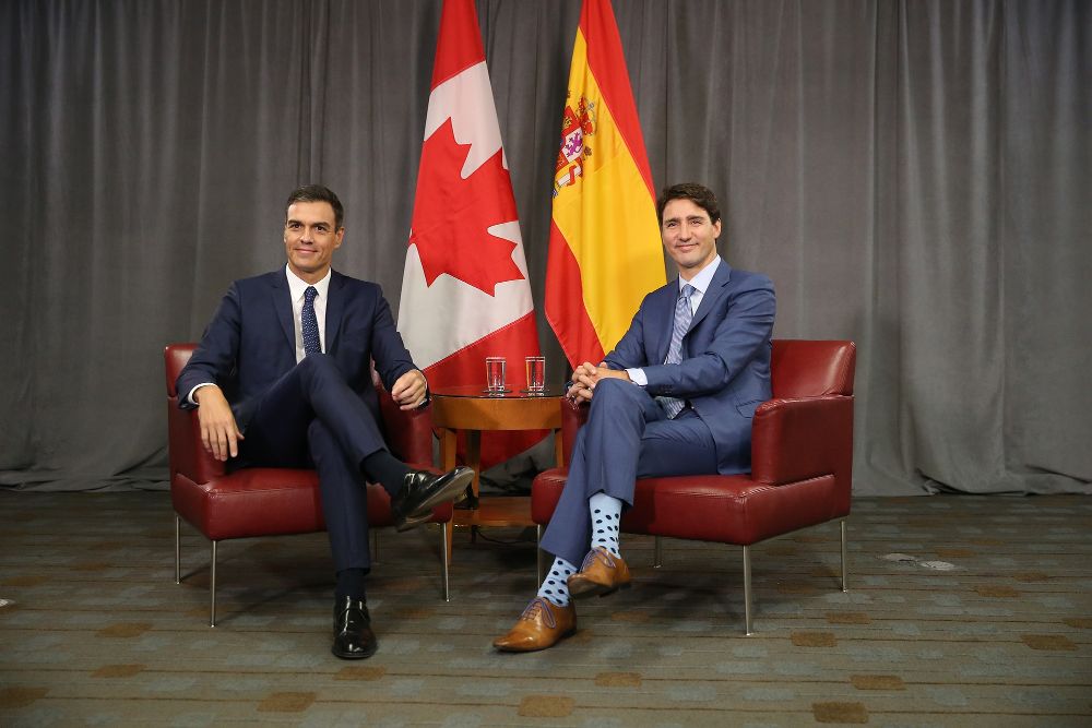 Pedro Sánchez visita al primer ministro canadiense, Justin Trudeau, en Montreal.
