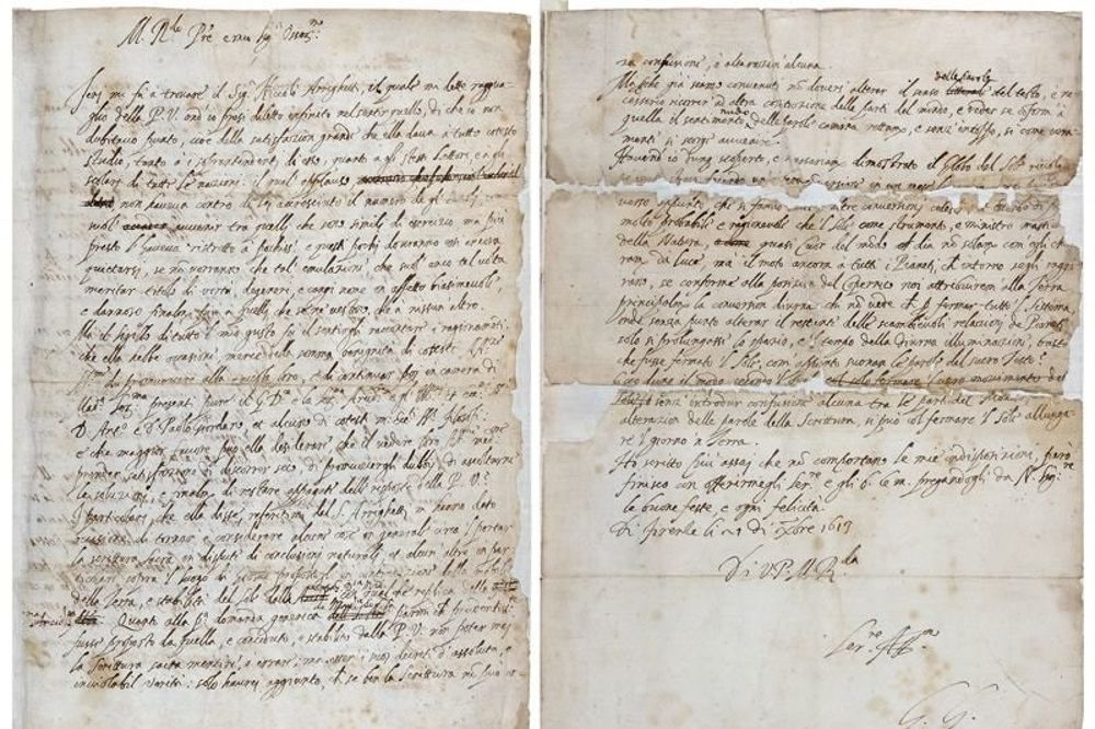 La carta atribuida al famoso científico Galileo Galilei.