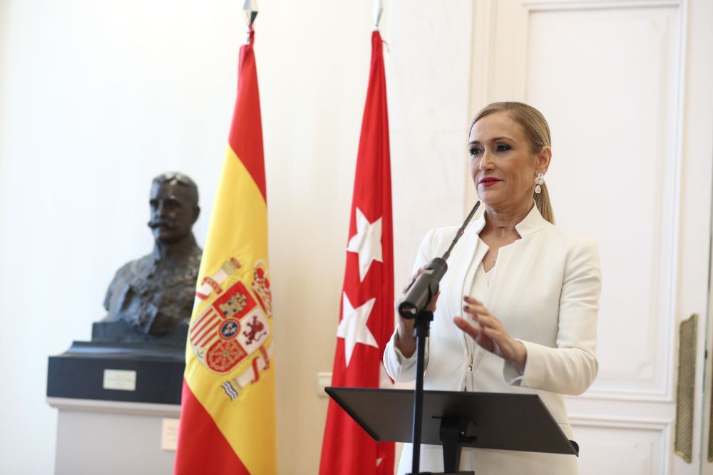 Cristina Cifuentes antes de dimitir como presidenta de Madrid.