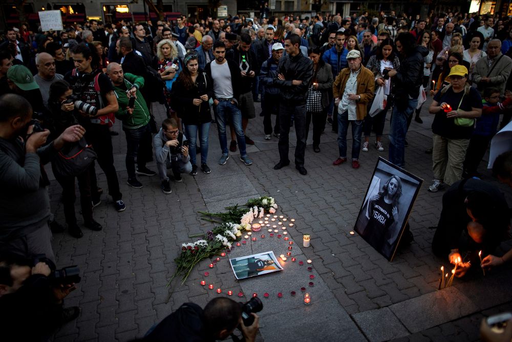 Concentraciones en Bulgaria en memoria de la periodista asesinada.