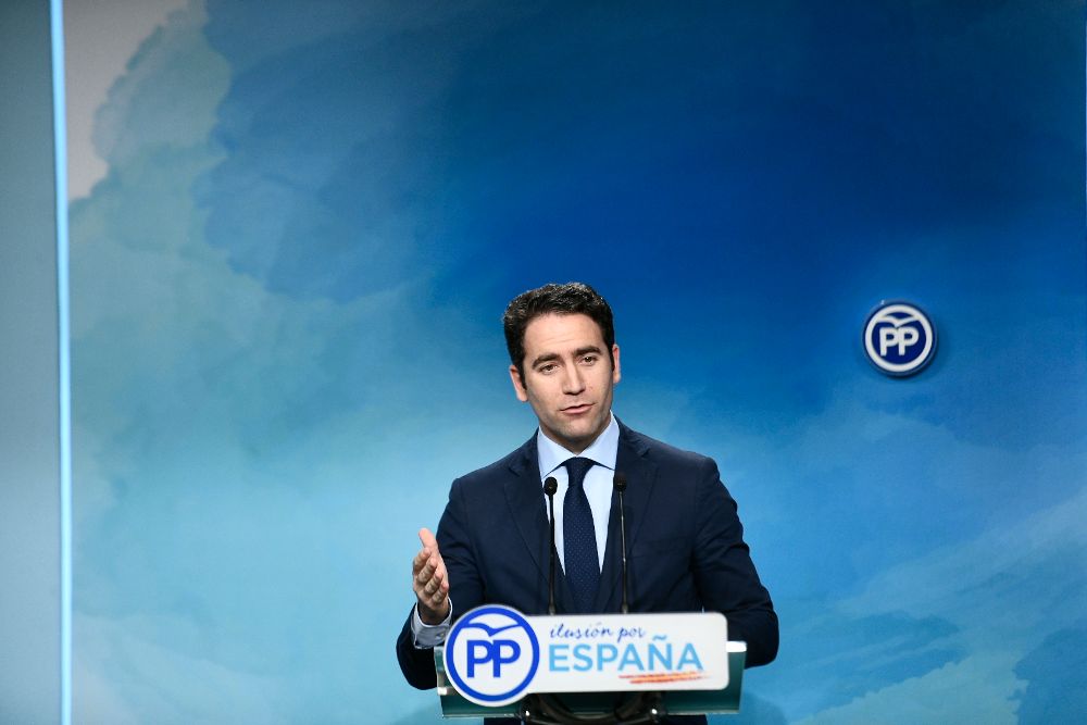 Rueda de prensa de Teodoro García Egea, secretario general del Partido Popular.Oscar del Pozo - Europa Press