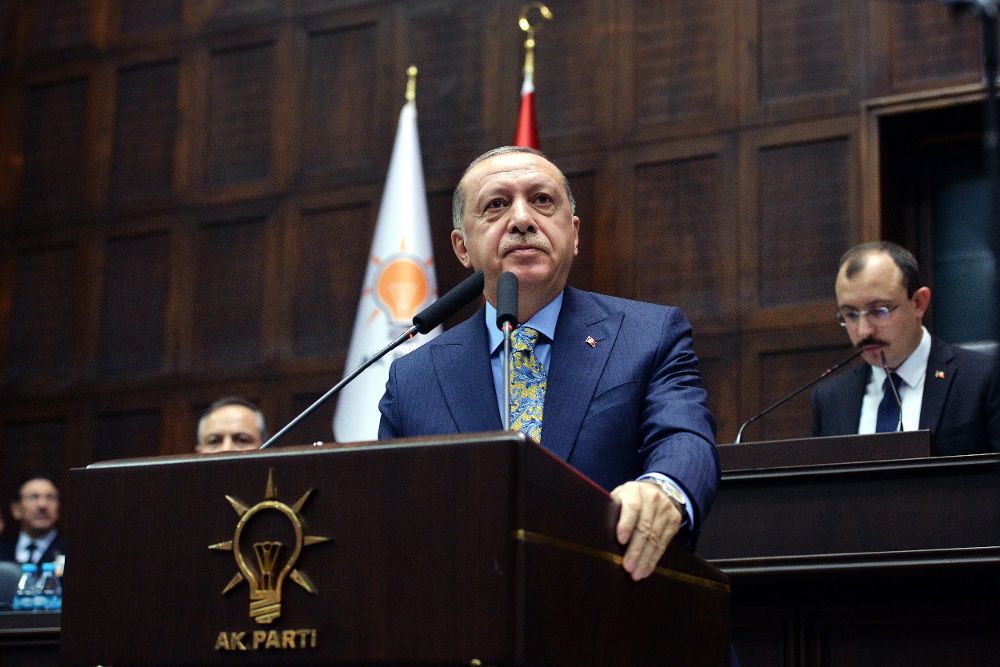 El presidente de Turquía pronuncia su discurso en el Parlamento, en Ankara, donde ha hechos las afirmaciones sobre Khashoggi.