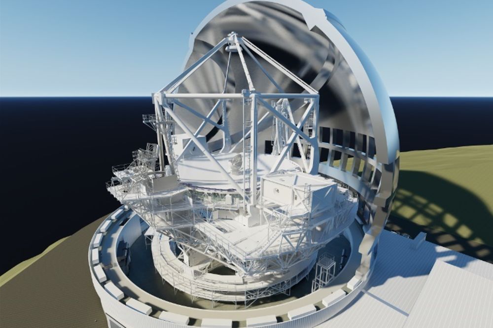 Diseño de cómo sería el Telescopio de Treinta Metros (TMT).