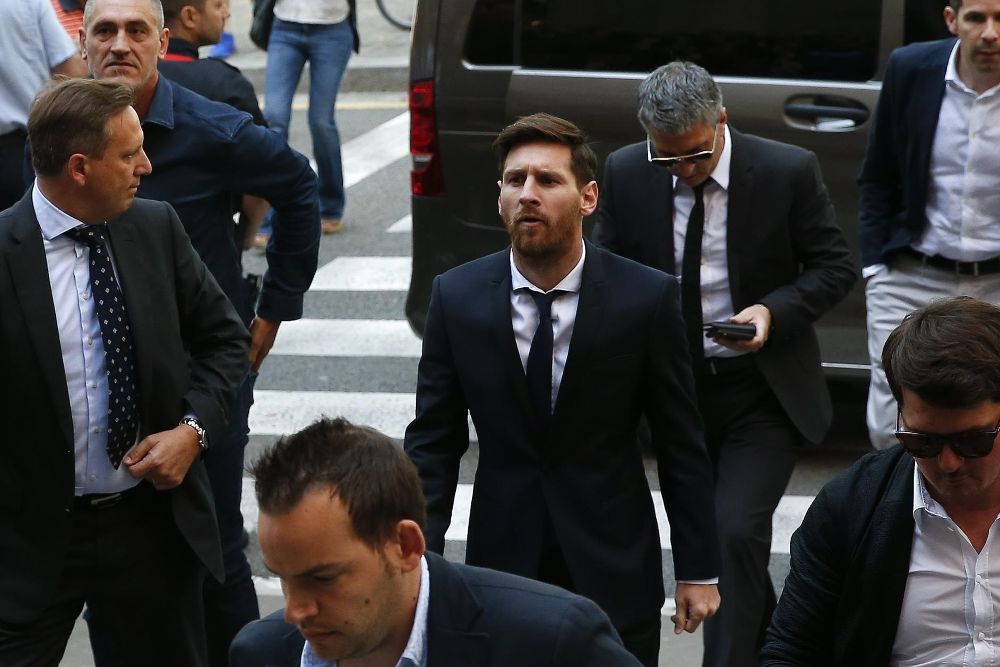 Leo Messi a su llegada al juicio.