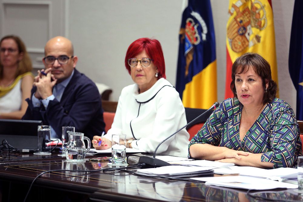La consejera de Educación del Gobierno de Canarias, Soledad Monzón, expuso hoy ante la comisión parlamentaria de Presupuestos y Hacienda las cuentas que gestionará su departamento en 2019. 