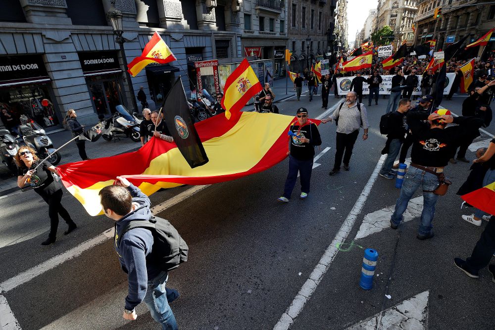 Los manifestantes de Jusapol por las calles de Barcelona.