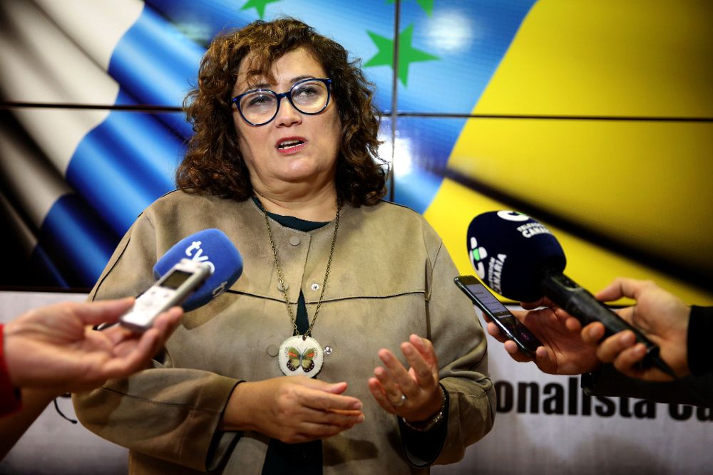 La secretaria de organización de Coalición Canaria, Guadalupe González Taño, responde a los medios sobre los asuntos tratados en la reunión del Comité Permanente Nacional de Coalición Canaria.