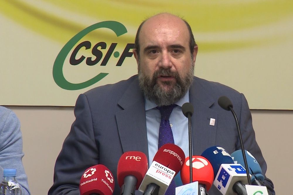 El presidente de CSIF, Miguel Borra, en rueda de prensa.