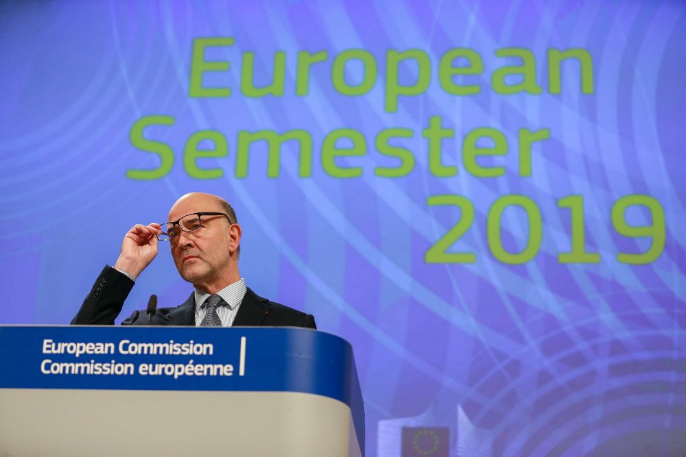 El comisario europeo de Asuntos Económicos, Pierre Moscovici, presenta el paquete de otoño del semestre europeo, que incluye las opiniones sobre los borradores de presupuesto de los países del euro.