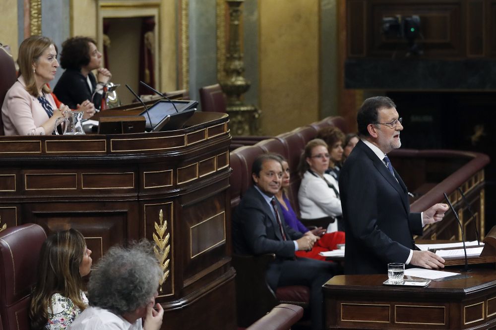 Mariano Rajoy en la tribuna del Congreso.