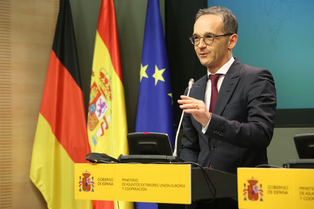 El ministro de Asuntos Exteriores alemán, Heiko Maas, ofrece una rueda de prensa tras su reunión con su homólogo en Madrid.