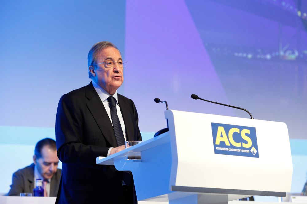 El presidente de ACS, Florentino Pérez, ante la última junta de accionistas.