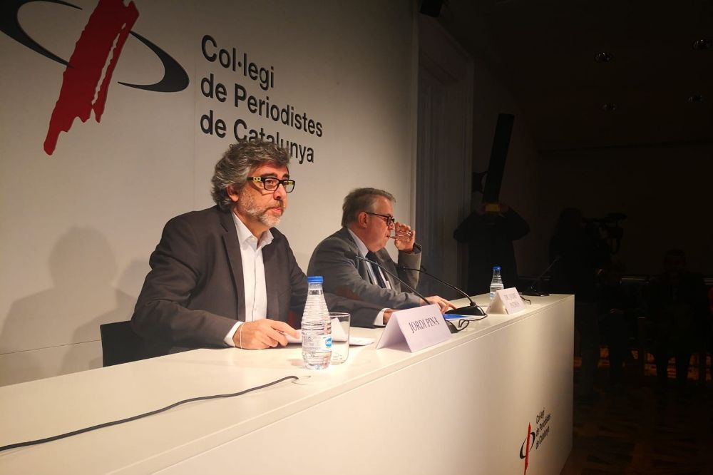 El abogado de Jordi Sànchez y Jordi Turull, Jordi Pina, y el presidente del Col·legi de Metges de Barcelona Jaume Padrós 