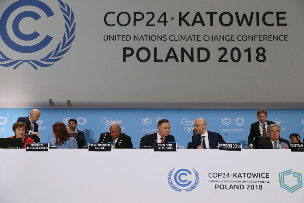 Ceremonia inaugural de la Cumbre del Clima (COP24) que se celebra en Katowice (Polonia), hoy, 3 de diciembre de 2018. 