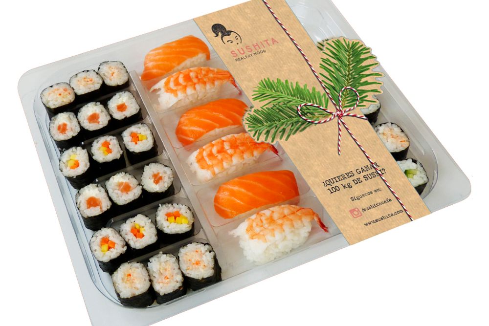 Bandeja de sushi, el plato más popular de la gastronomía nipona fuera de Japón.