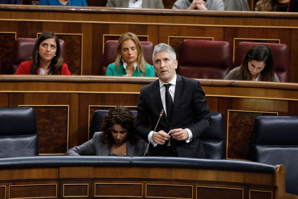 El ministro del Interior, Fernando Grande-Marlaska, interviene en una sesión de control al Gobierno en el Congreso.