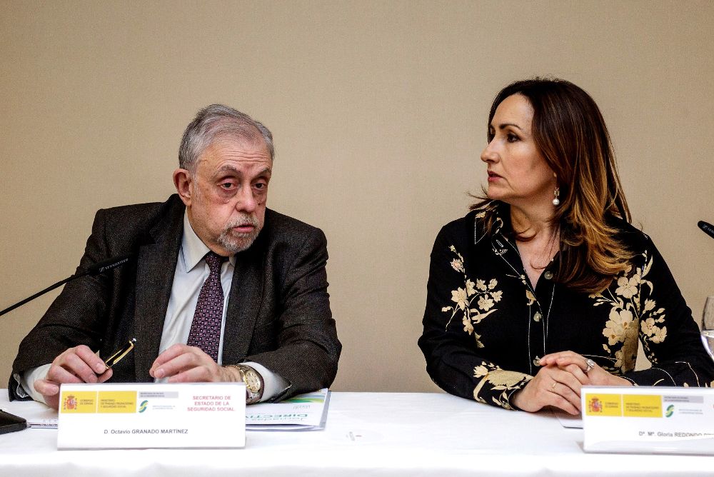 El secretario de Estado de Seguridad Social, Octavio Granado, y la directora general del Instituto Nacional de la Seguridad Social, María Gloria Redondo.