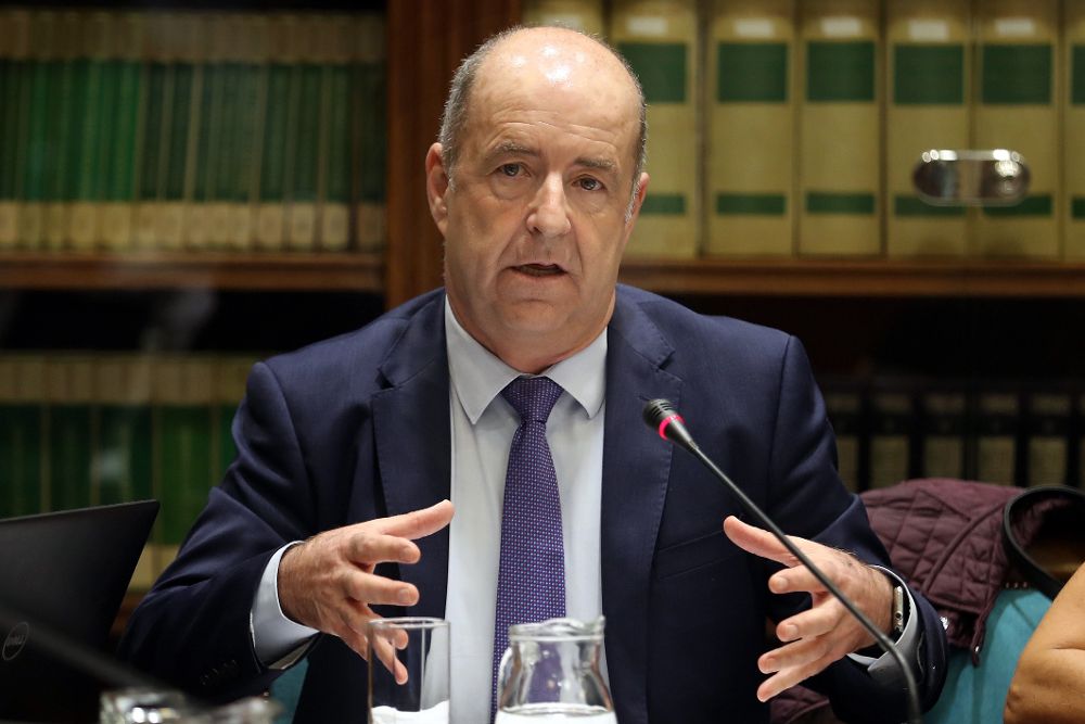 El consejero de Economía, Industria, Comercio y Conocimiento del Gobierno de Canarias, Pedro Ortega, compareció hoy en comisión parlamentaria. 