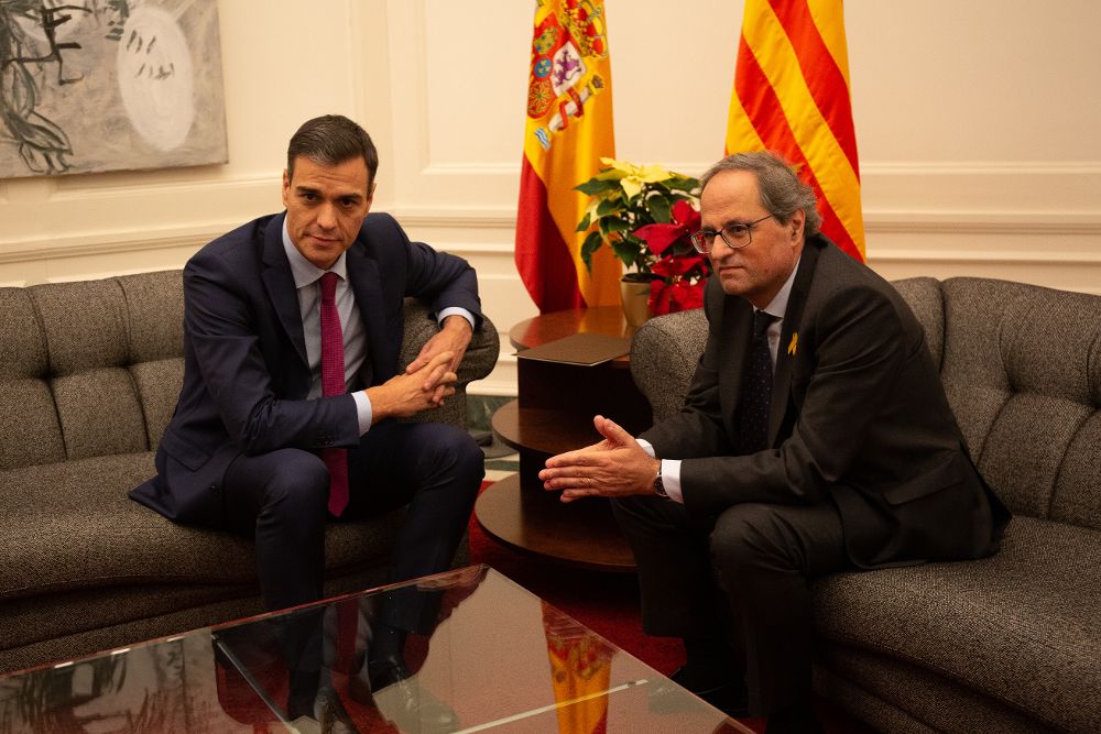 Pedro Sánchez y Quim Torra, reunidos en el Palacio de Pedralbes el pasado día 20.