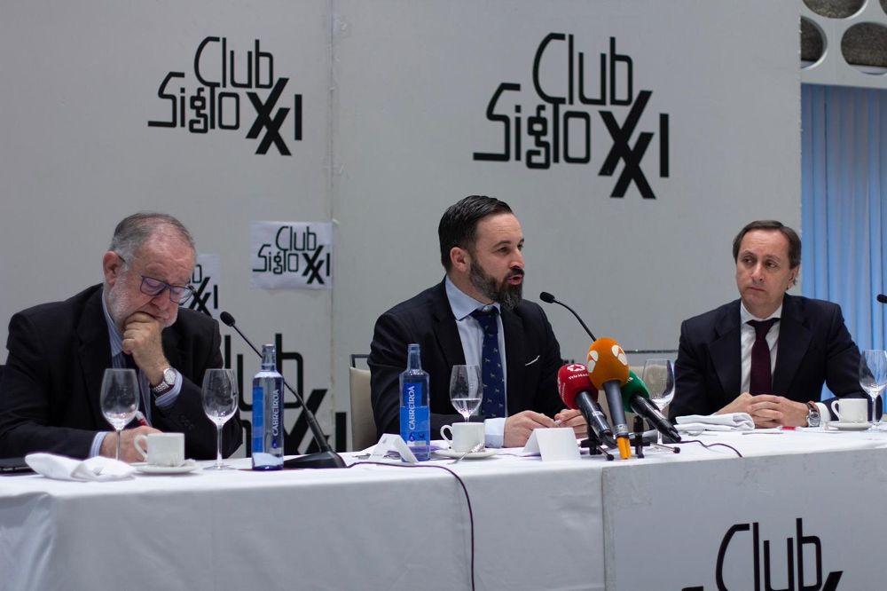 El presidente de Vox, Santiago Abascal, en el Club Siglo XXI. 