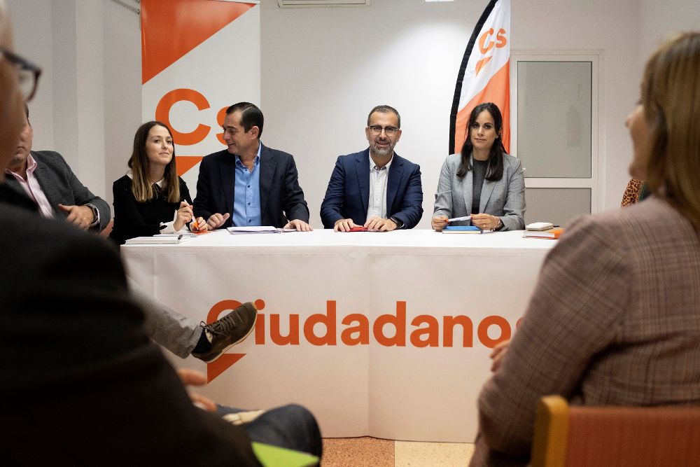 El portavoz de Ciudadanos en Canarias, Mariano Cejas (C), informa sobre los asuntos que ha debatido el comité autonómico de su partido.