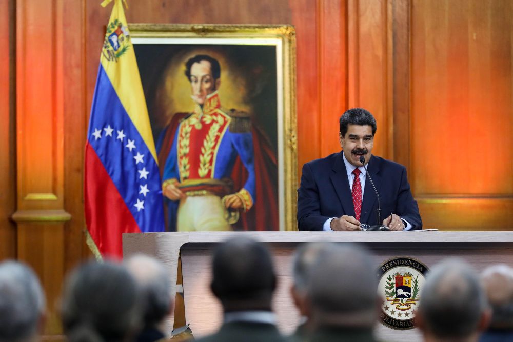 Nicolás Maduro habla durante una rueda de prensa desde el Palacio Miraflores este viernes, en Caracas.