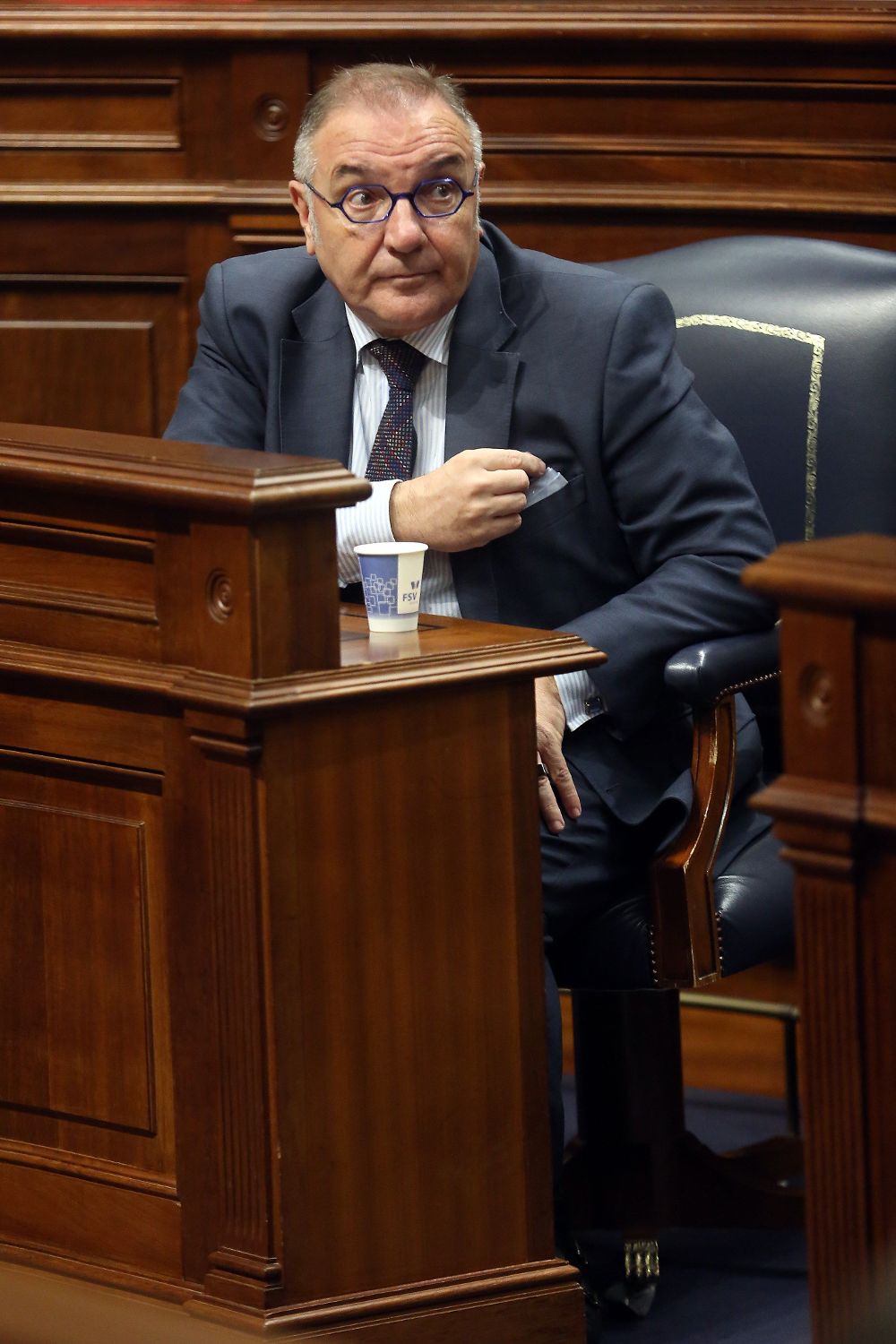 José Manuel Baltar, durante el pleno del Parlamento.