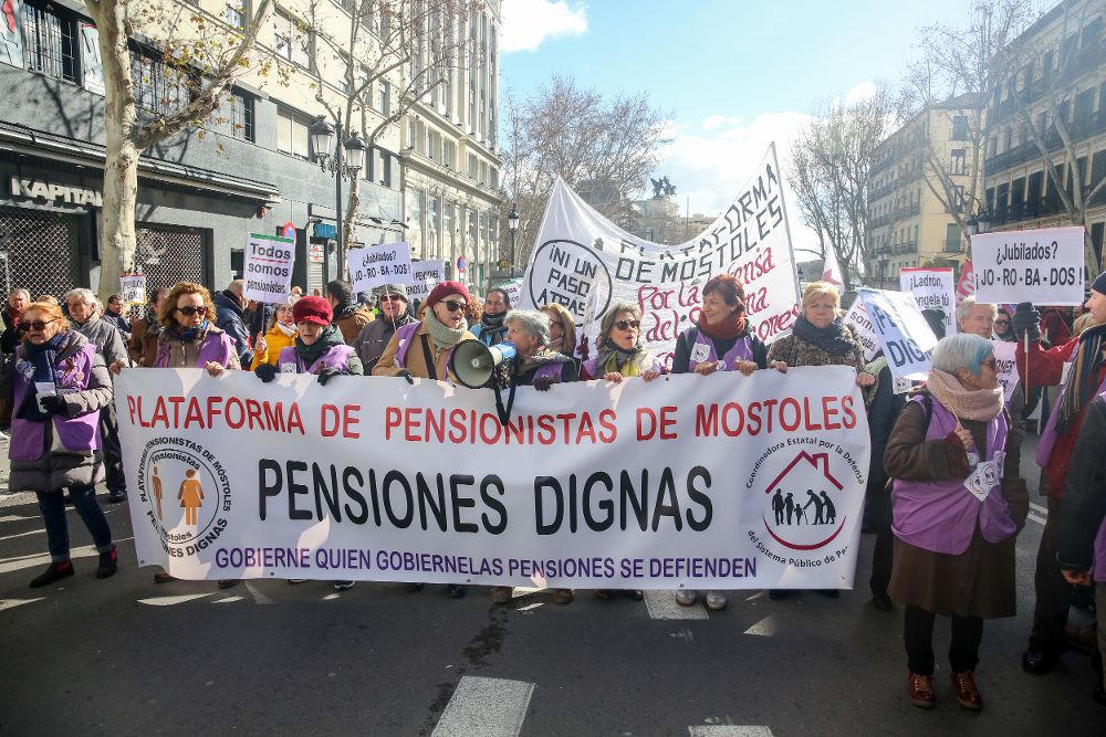 Manifestación convocada por la Coordinadora Estatal en Defensa del Sistema Público de Pensiones en Madrid.