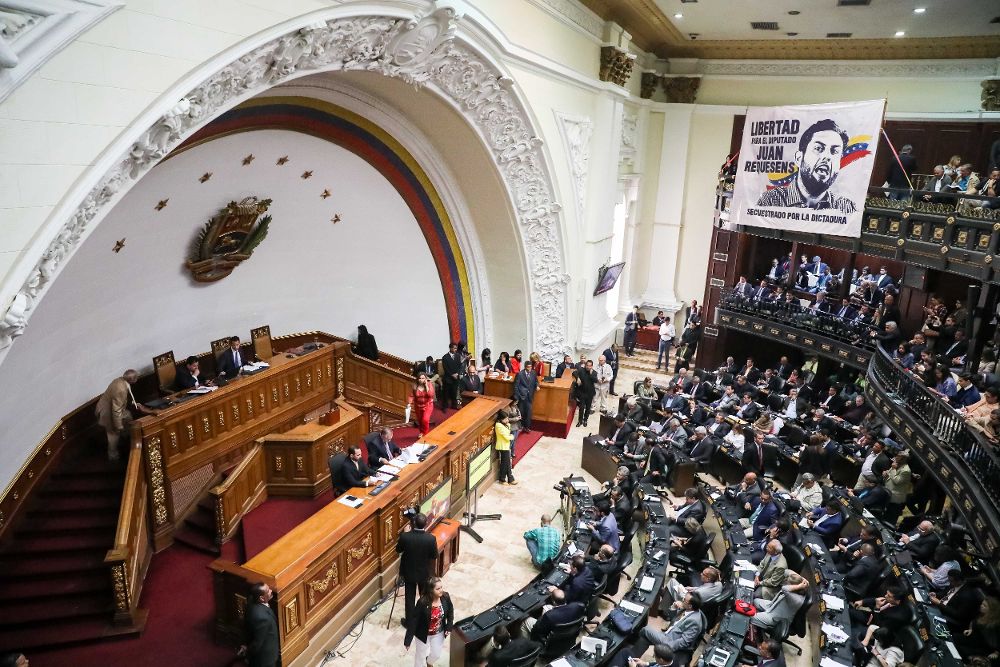 Vista general del hemiciclo de sesiones de la Asamblea Nacional de Venezuela este martes, en Caracas.