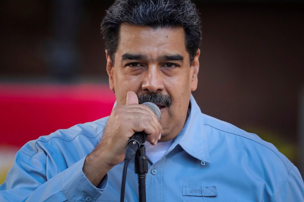 Nicolás Maduro, este jueves, durante un acto en la Plaza de Bolívar, en Caracas.
