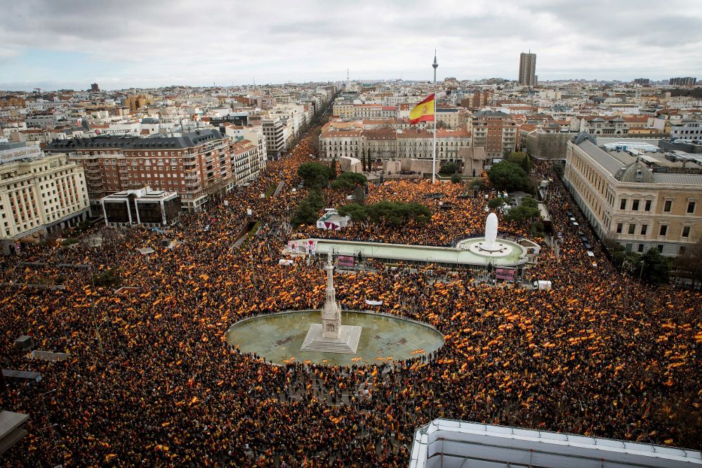 Vista general de la concentración de la plaza de Colón. TVE llegó a decir que había 20.000 personas.