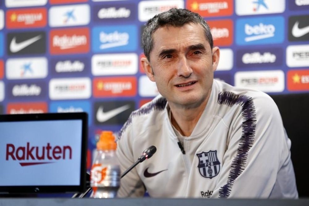 El entrenador del FC Barcelona, Ernesto Valverde, en rueda de prensa.