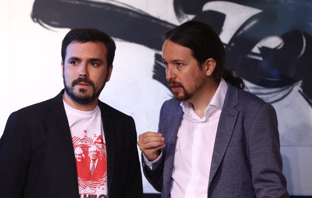 Pablo Iglesias y Alberto Garzón, máximos responsables, respectivamente, de IU y Podemos.