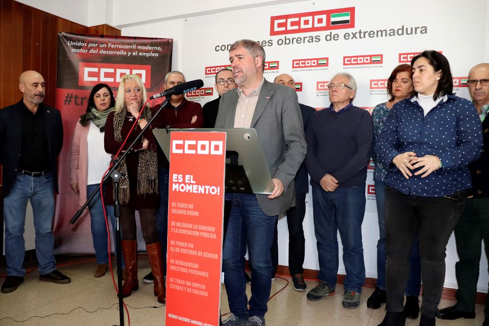 El secretario confederal de CCOO, Unai Sordo, este viernes en Cáceres.