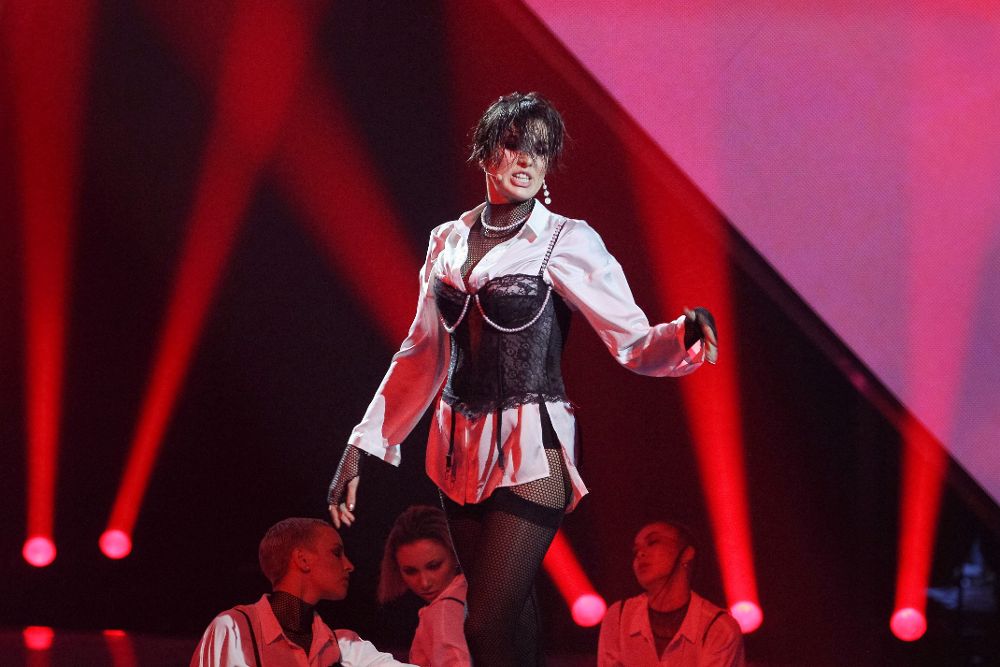 La cantante ucraniana Anna Korsun, Maruv, durante el concurso nacional para representar a Ucrania en Eurovisión.
