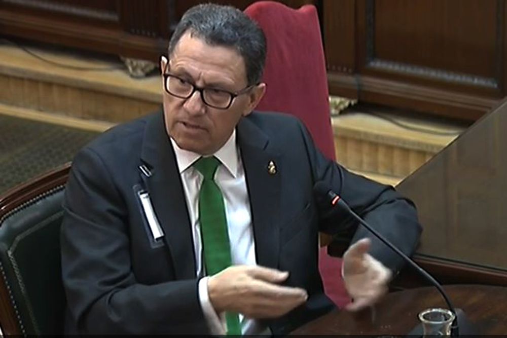 El jefe de la Guardia Civil en Cataluña, Ángel Gozalo Pascual, durante su declaración como testigo en la decimotercera jornada del juicio del procés.