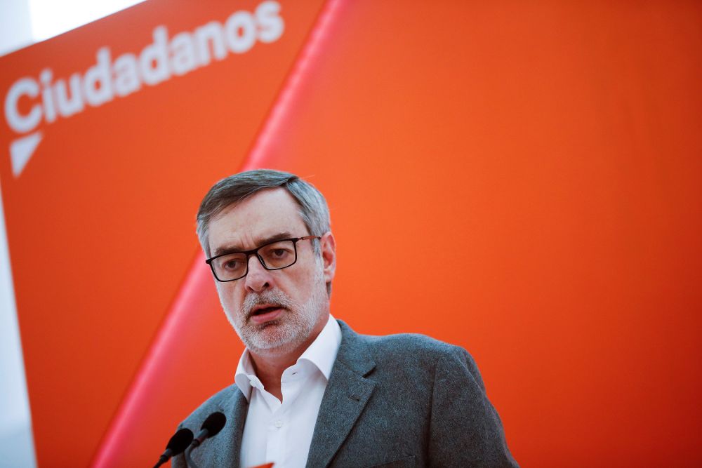 José Manuel Villegas durante su comparecencia este lunes en la sede del partido, en Madrid.
