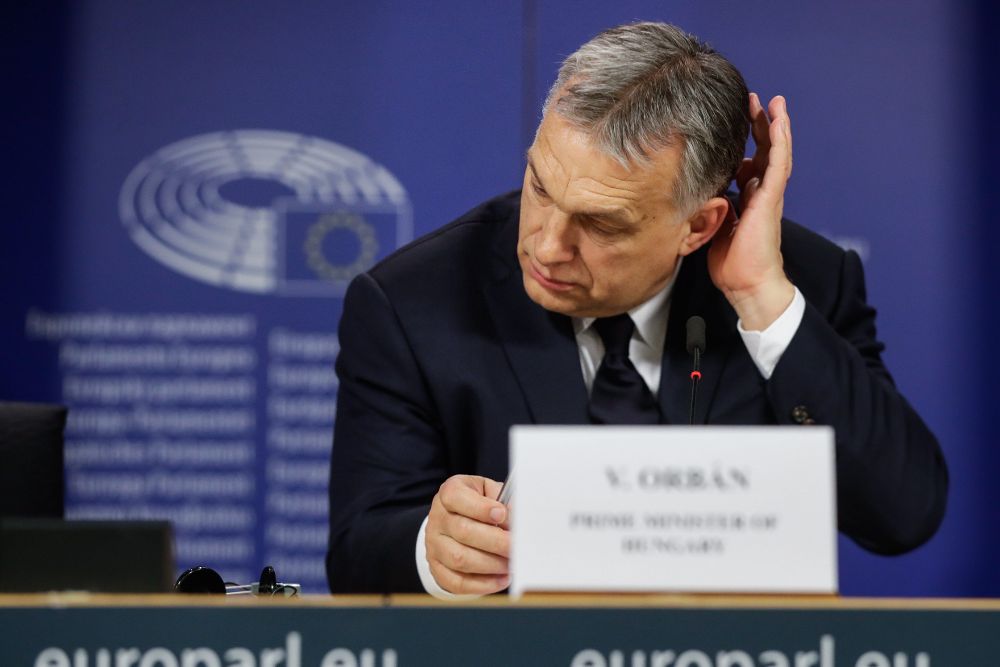 El primer ministro húngaro, Viktor Orban, ofrece una rueda de prensa durante la asamblea política del Partido Popular Europeo (PPE) celebrada este miércoles en Bruselas.