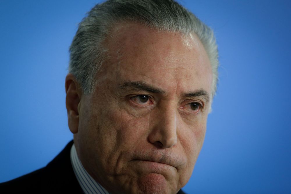 Fotografía del 2 de junio de 2016 del expresidente de Brasil Michel Temer en el Palacio del Planalto, en Brasilia.
