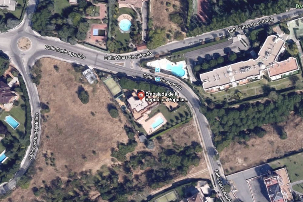 Vista aérea de la Embajada de Corea del Norte en Madrid.