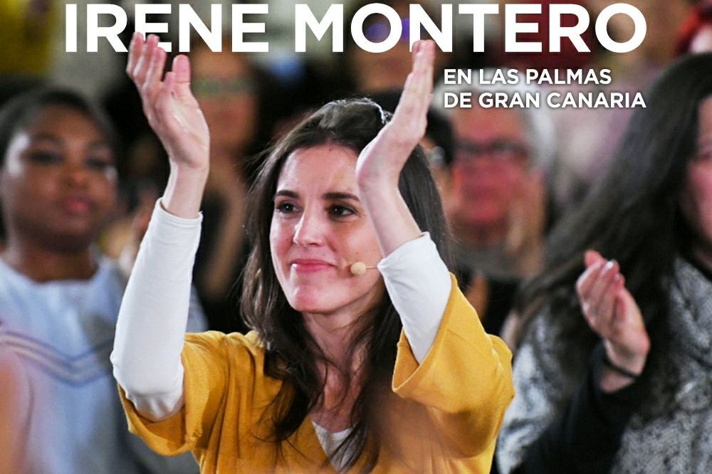 Cartel que anunciaba el mitin de Irene Montero en Las Palmas.